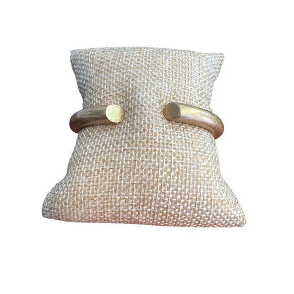 Madewell Matte Gold Tone Hinged Cuff Bracelet Sitting at 6" Sleek Signed - Picture 1 of 5